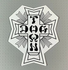 Dogtown Black/White Cross Skateboard Sticker 5.5" white variation Dog Town