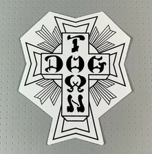 Dogtown Black/White Cross Skateboard Sticker 5.5" white variation Dog Town