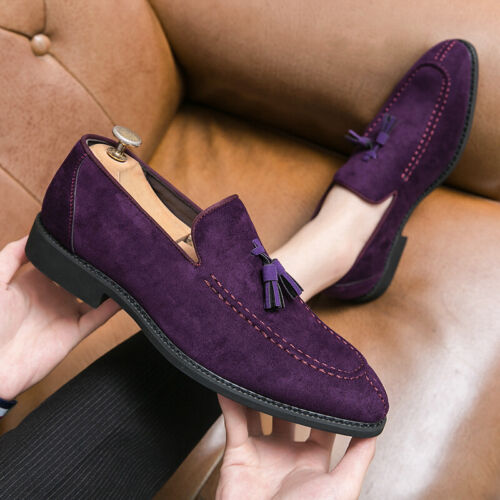 Tassel | Men's Brogue Faux Suede Dress Shoes Formal Suit Shoes Moccasins Loafers - Picture 11 of 26