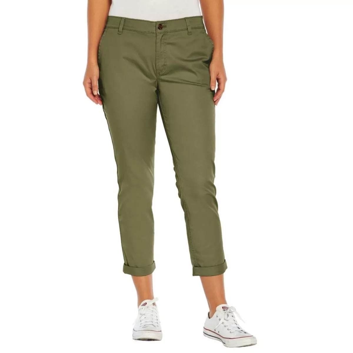 GAP Women's Pants 8 Relaxed Girlfriend Cuffed Ankle Twill Pants Clover  Green 8