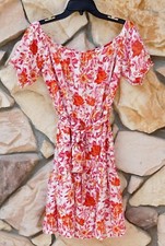 SHEIN Boho Floral Sexy On Off Shoulder Elastic Neck Sleeve Waist Ruffle Belt XL