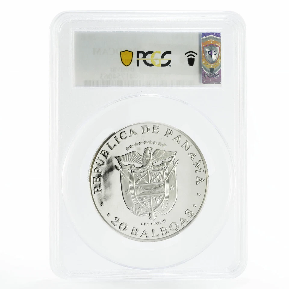Панама 20 бальбоа смерть Симона Боливара PR подлинный PCGS серебряная монета 1980 - Изображение 2 из 2