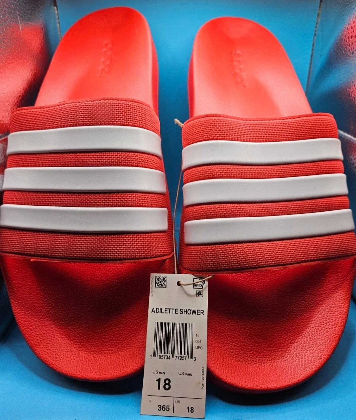 Scarpe da doccia Adidas Adilette slides da uomo taglia 18 rosse e bianche GZ5923