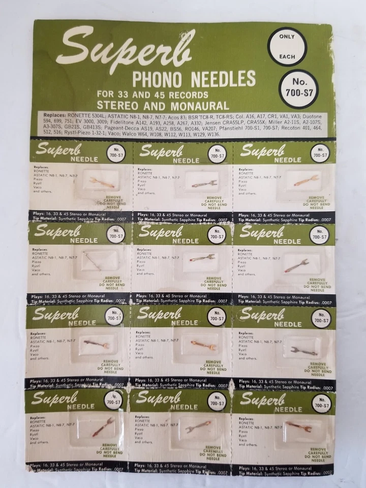 700-S7 Superb NEEDLE STYLUS for Astatic N8-7 Ronette Piezo Rystl Vaco lot of 12 - Image 3 of 4