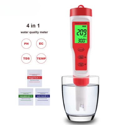 PH-Messgerät PH/TDS/EC/Temperaturmessgerät, digitaler Wasserqualitätsmonitor