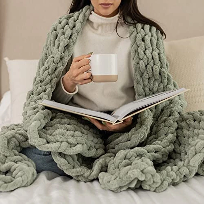 Cable knit chenille blanket sale