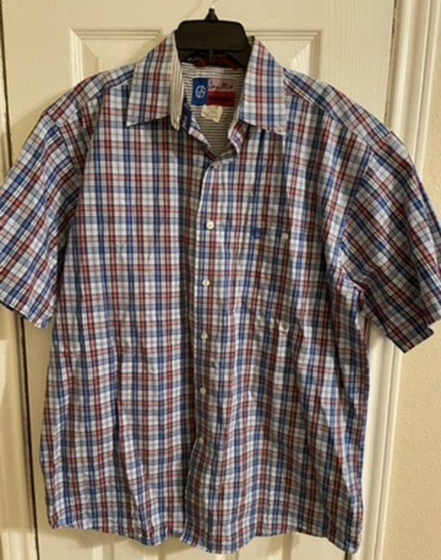 George Strait Wrangler Men’s Short Sleeve Red, White and Blue Shirt Size XL