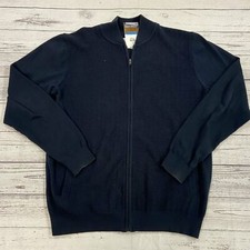 Clipper Navy Zip Up Cardigan Sweater Men Size Large