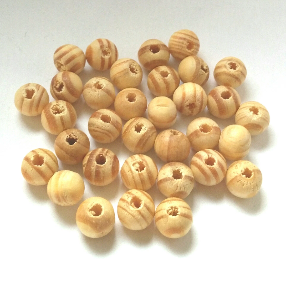 Palline Di Legno Con Faccine Suwineo 100 Pezzi Di Perline Di Legno Naturale 30mm, Palline Rotonde Per Decorazioni Artigianali Fai-da-Te Biglie Di