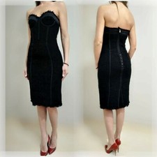 🆓US🛃  Dolce&Gabbana tweed black strapless bustier dress  IT 40