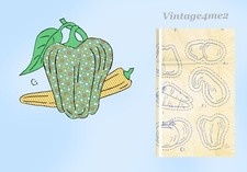 1930s Betty Burton Embroidery Transfer 1917 Applique Veggie Tea Towels Uncut Cut