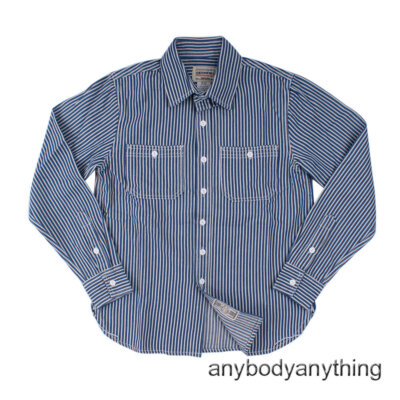 Men's 100% Cotton Retro Railroad Striped Shirt Casual Button Men's 100% Cotton Retro Railroad Striped Shirt Casual Button
