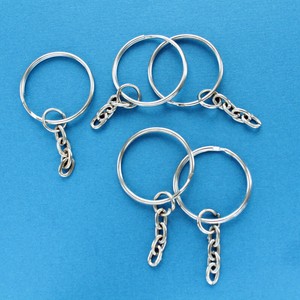 6 Key Chain Rings Silver 25mm (1") with Attached Chain Z059 | eBay