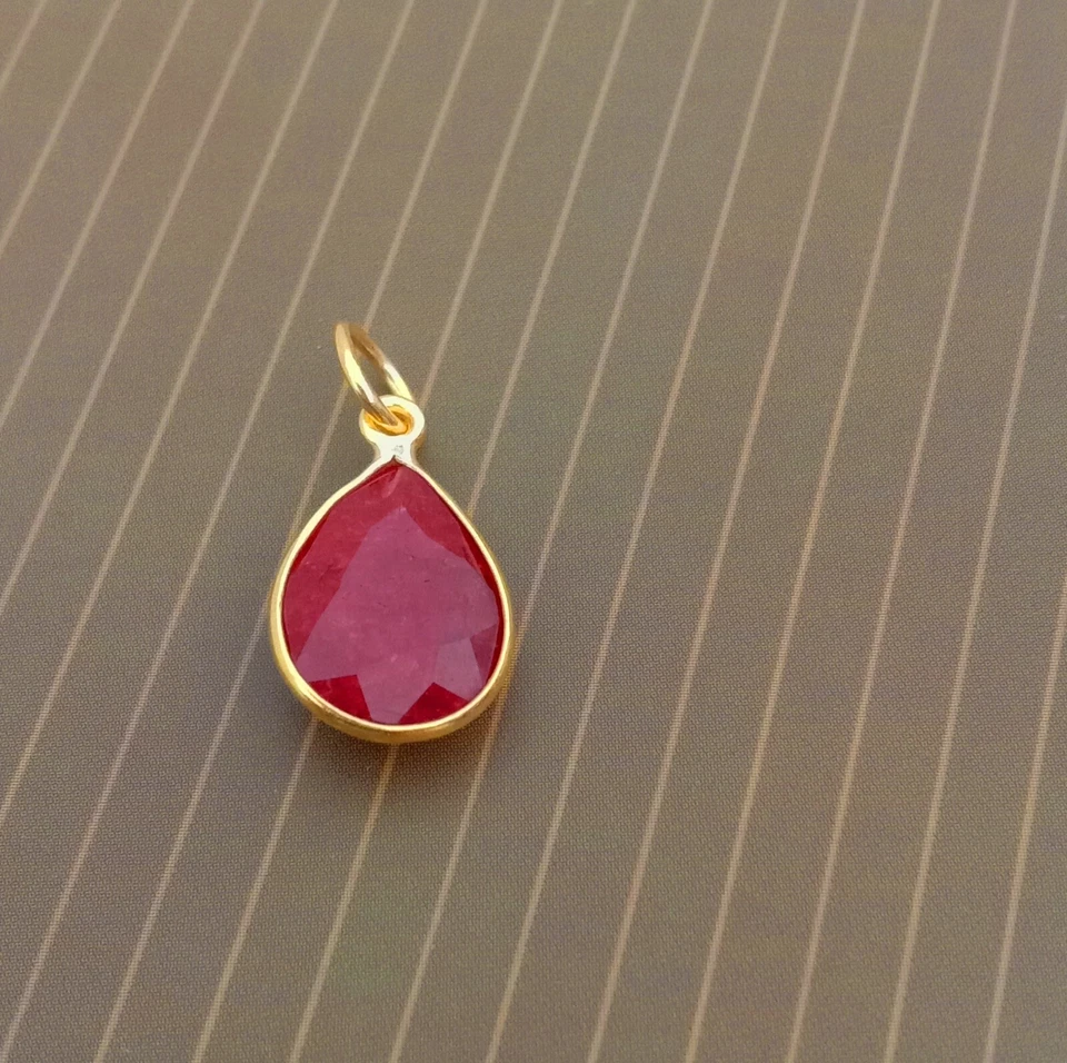 Ruby gold Charm  Pendant  ,18k Gold Pendant ,Handmade Solid Gold Pendant''BJ0040 - Image 3 of 4