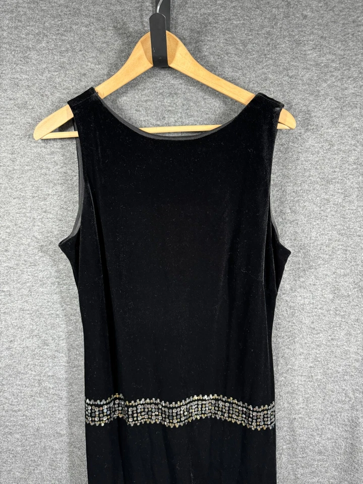 Vintage Robbie Bee Velvet Maxi Dress Womens 10 Black Low Back - Image 2 of 4