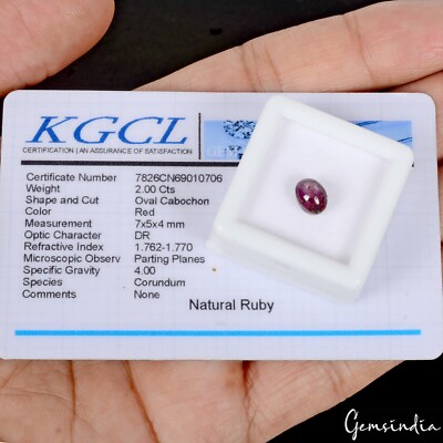Certified 2.0 Cts Natural Untreated 6 Rays Red Star Ruby 7x5x4mm Gem For Ring