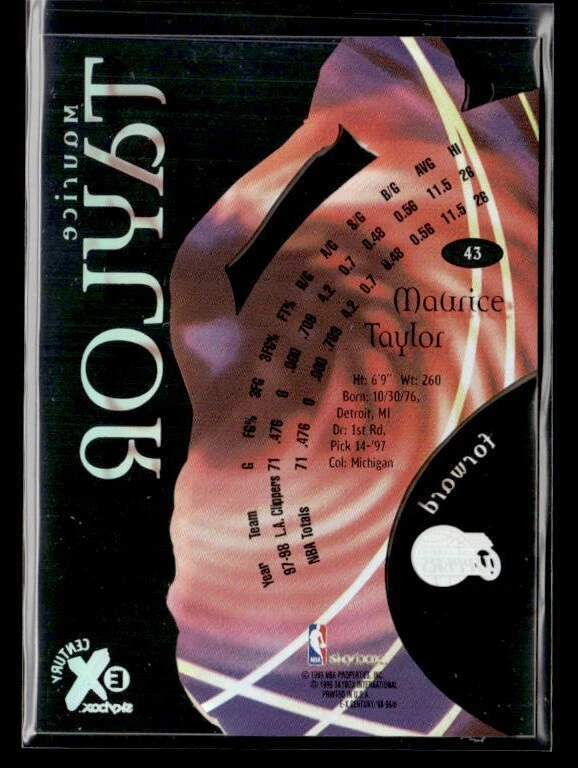 1998 SkyBox E-X Century #43 Maurice Taylor Nm/M - Image 2 of 2