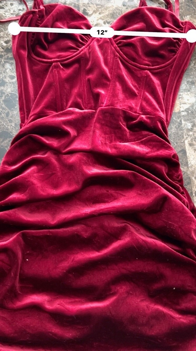 Windsor burgundy velvet Corset Mini Dress sleeveless