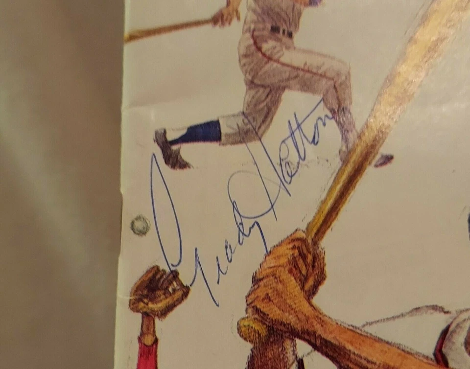 HANK AARON ATLANTA BRAVES 1967 SCORE BOOK VS HOUSTON ASTROS AUTOGRAPHED 5 PLAYER - Image 3 of 4