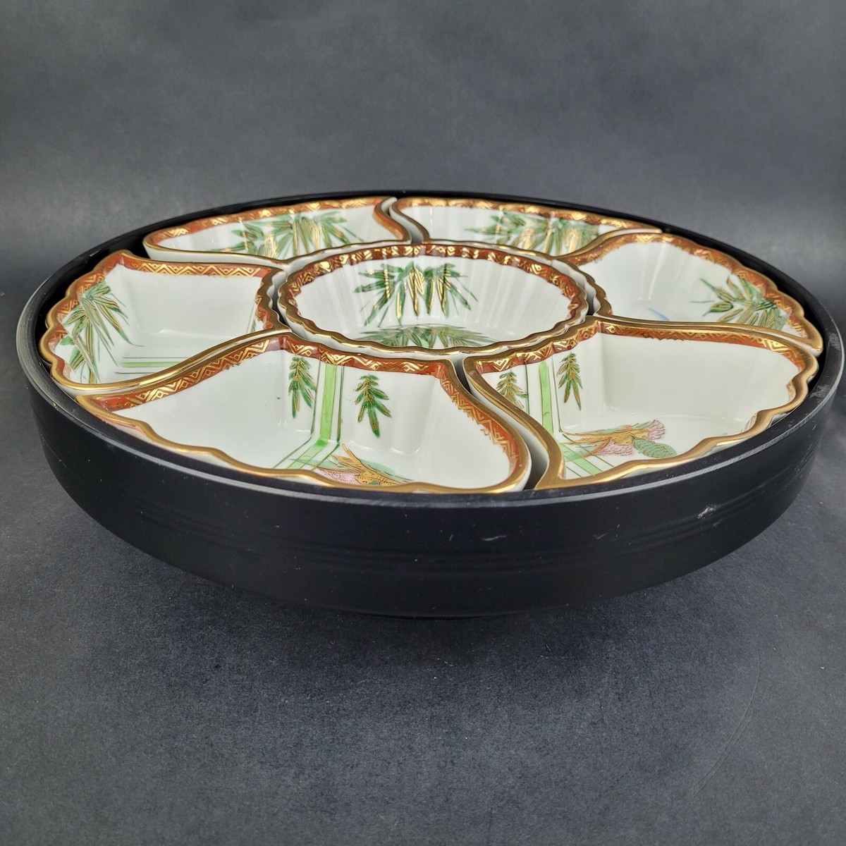 コレクション Kuta Vintage FUJITA KUTANI Lazy Susan Divided Condiment Dish Set Japan