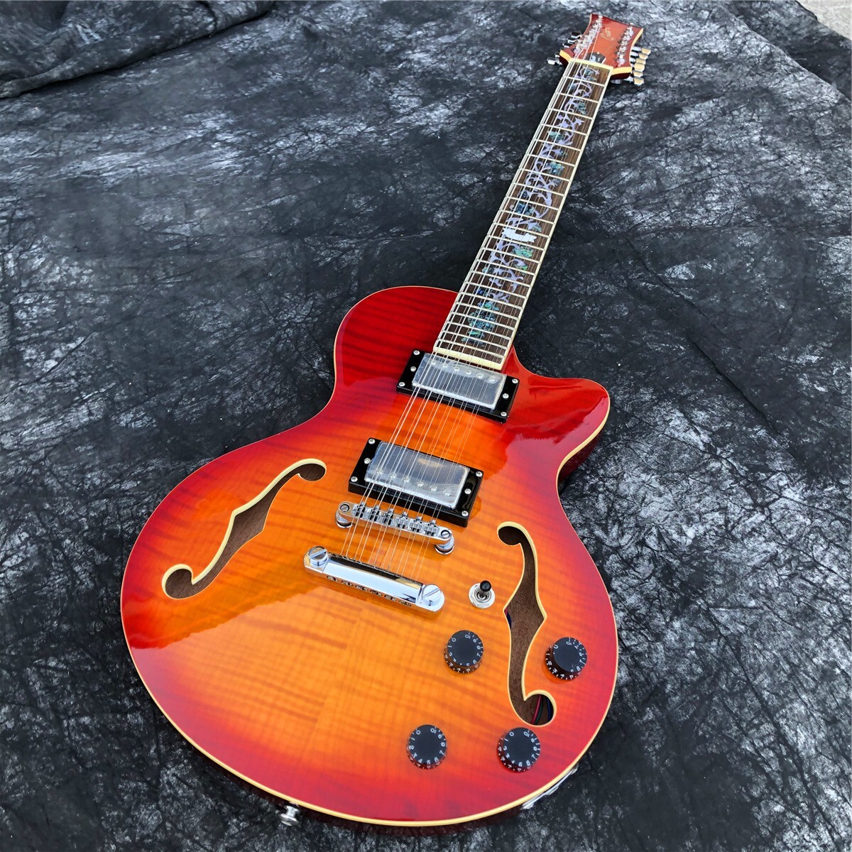 ギター GROTE Jazz Electric Guitar (Red) GROTE Jazz Electric Guitar Hollow Body Chrome Hardware (Red
