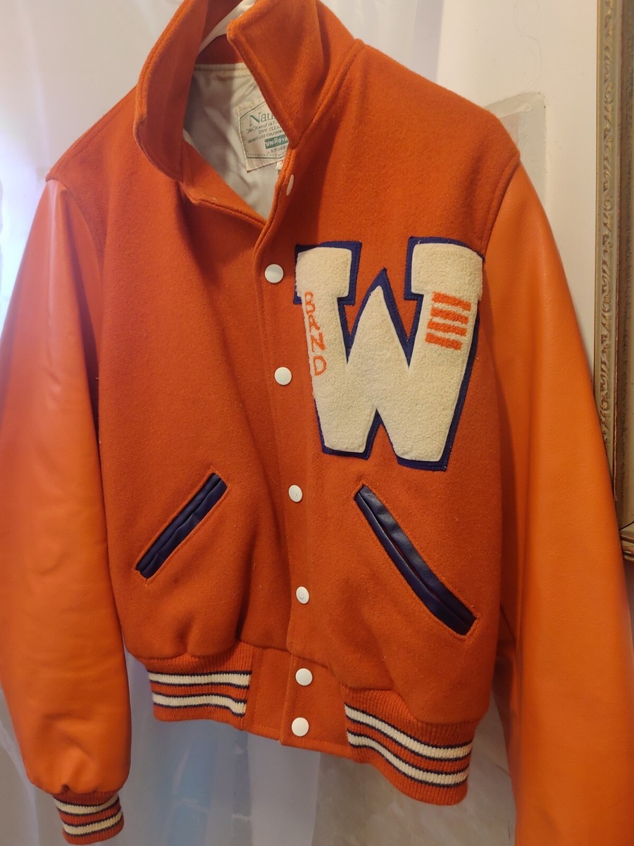 Vintage 1970s Naugalite Varsity Jacket Leather Made in USA Youth
