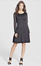 Eliza.J Black Sweater Dress With Lace Sleeves Women’s Plus Size 1X $148 New