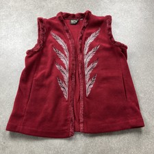 Bob Mackie Wearable Art Vintage Oversized Faux Fur Fleece Waistcoat Burgundy L