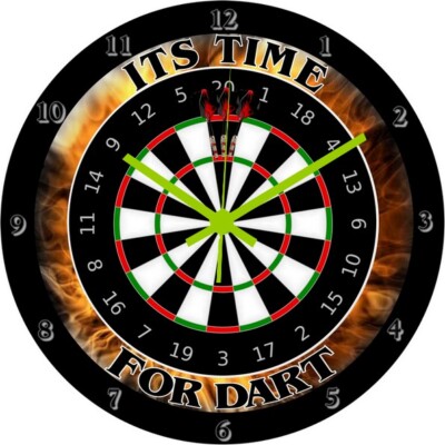Wanduhr ''  Dart mit Aufschrift ITS TIME FOR DART Steel '' verschiedene  Größen
