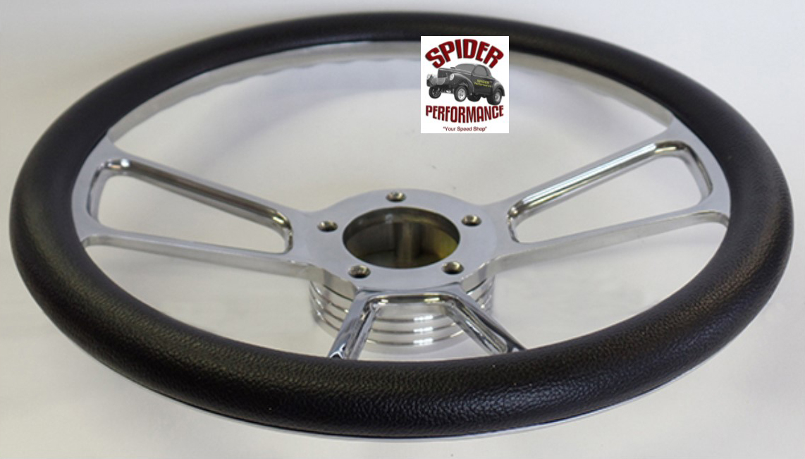 14 3/4\" Grant Steering Wheel – Black With Blue Oval, Fits 1970-1977 Ford Bronco, Van, Pickup (Performance Style)