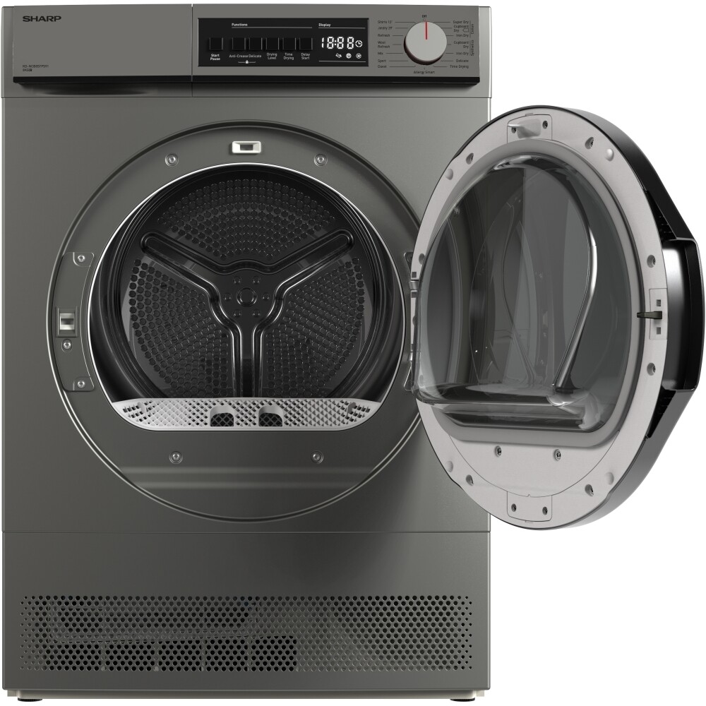 Sharp KDNCB8S7PS91EN Condenser Tumble Dryer Silver 8kg
