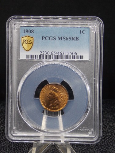 UNITED STATES 1908 PHILADELPHIA INDIAN HEAD SMALL CENT SLABBED PCGS MS65 RB A162