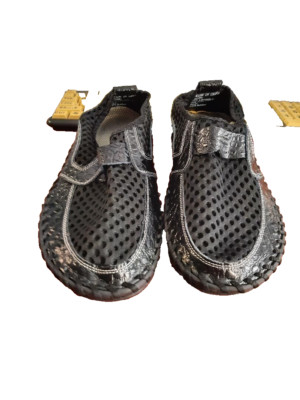 NEW ! Men Breathable Mesh Cloth Loafers Soft Flat Sandal Black Size US12/EU45