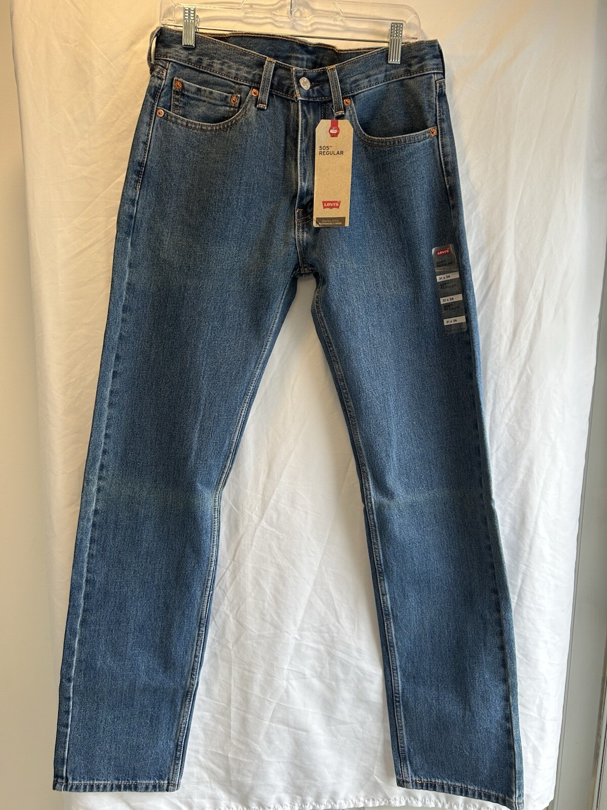 Levis 505 Mens Regular Fit Jeans Size 31x36 New With Tags