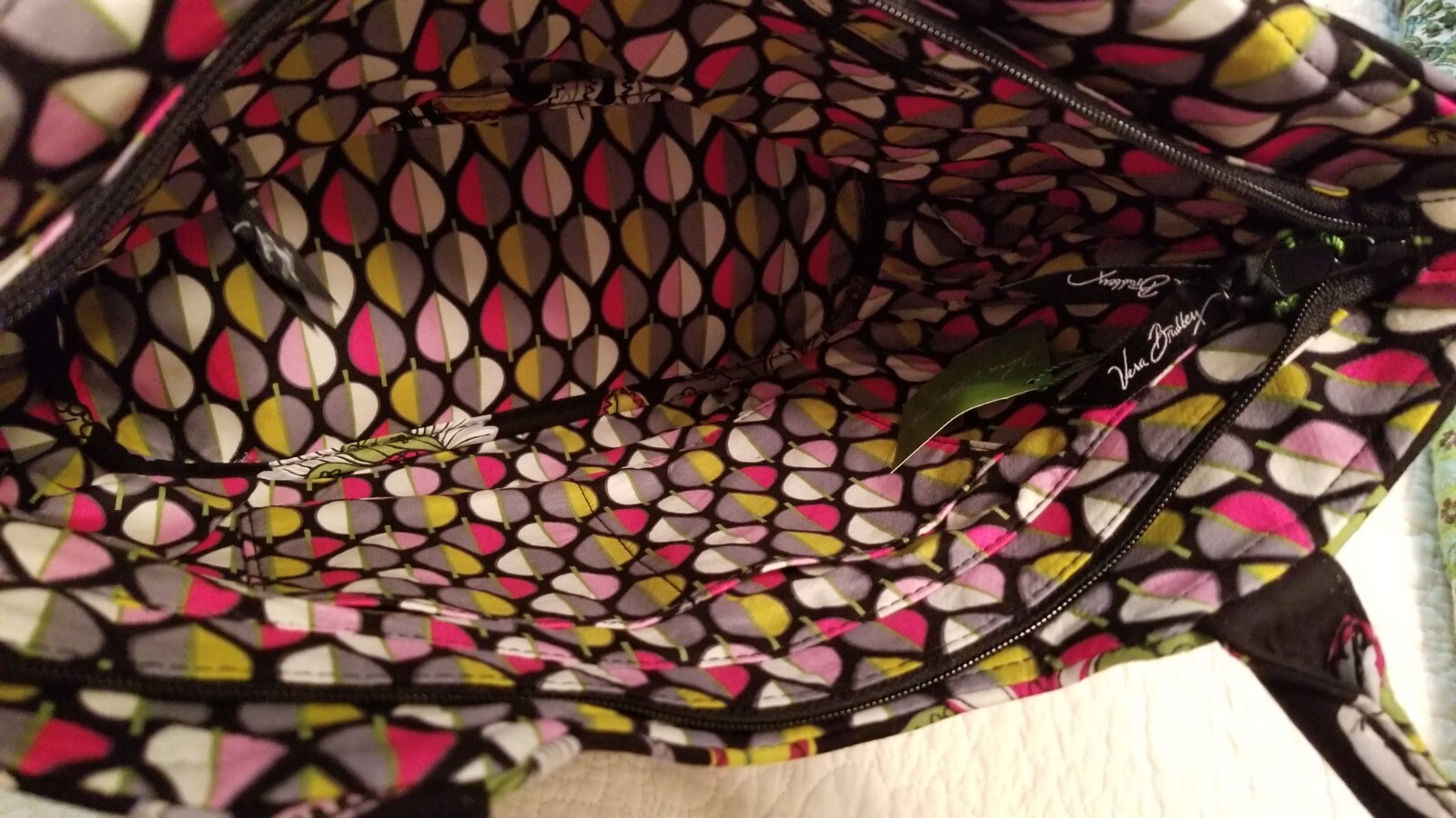 NWT Vera Bradley Pleated Shoulder Bag Zip Tote Purse Moon Blooms eBay