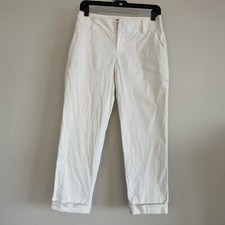 ALICE + OLIVIA Women's White Cotton Stretch Cuffed Capri Pant Size 2 Made In USA
