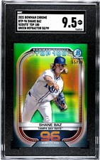 2021 Bowman Chrome Scouts' Top 100 Green Refractor /99 Shane Baz SGC 9.5 Pop 1