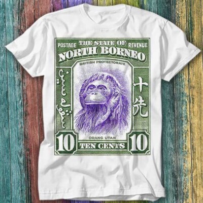 1939 North Borneo Orangutan Monkey Stamp T Shirt Top Tee 534