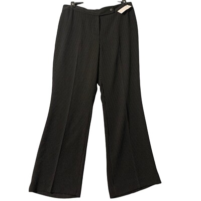 Tahari Suit Pants (No Coat) Women 16 (34x31) Black Pinstripe Wide Leg Career NEW