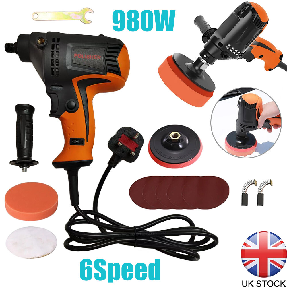 980W Car Buffer Polisher Machine Kit 6 Variable Speed 850-3200RPM for Car Waxing
