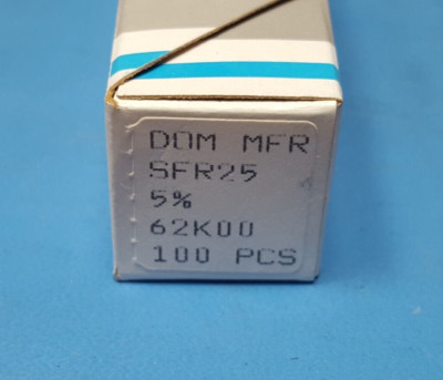 ( 100 Pcs) Resistor Color Band, SFR25, Philips, 62K Ohm, 5%, 0.4W