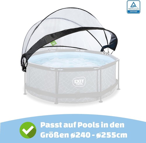 Swimming Pool Dome EXIT Toys 244cm Round Multifunctional Heat Pool Cover, White - Picture 2 of 10