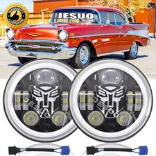 Pair 7" Inch Rround LED Headlights Hi/LO Sealed Beam for Chevy Bel Air 1955-1957
