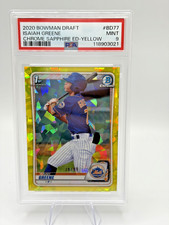 2020 Bowman Draft Sapphire #BD77 Isaiah Greene Yellow Refractor PSA 9