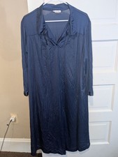 Vintage Vanity Fair Nightgown Robe Dress Navy Blue Nylon Lace Trim XXL USA Made