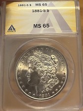 1881-S Morgan Silver Dollar ANACS MS65/65