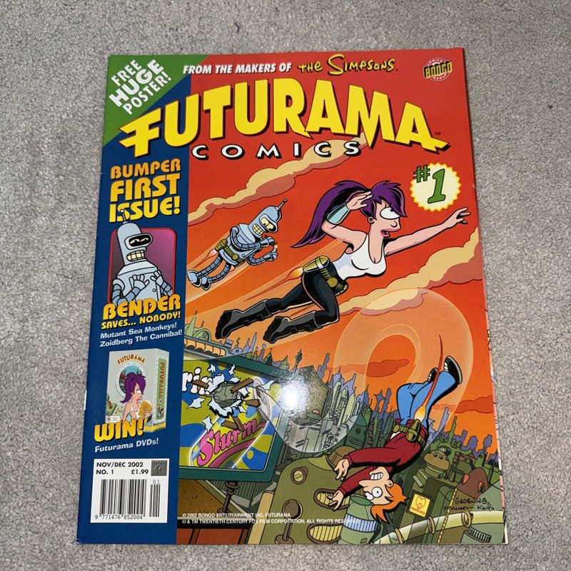 Futurama Comics UK First Issue #1. Excellent Condition with Attached Poster.