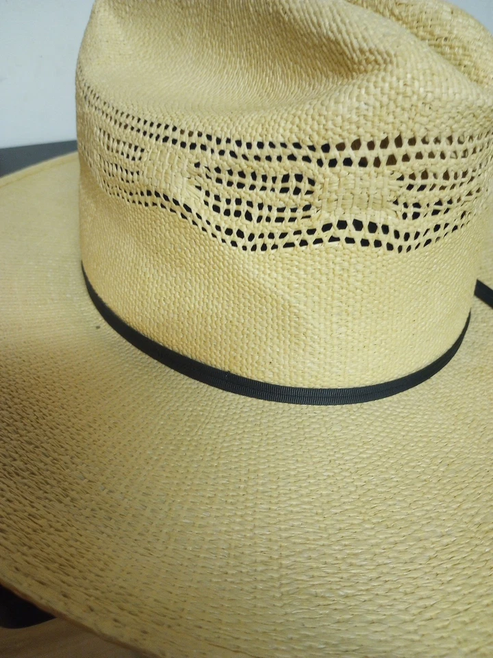 Sombrero de Vaquero de Paja Bangora Genuino Marca Castor Talla 6 7/8 Foto 4 de 4