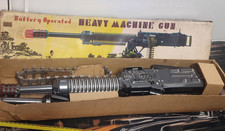 Vintage Tin Toy Military Machine Gun Battery Operated Japan 60cm With Box Showa