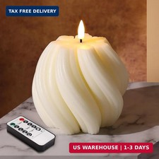 Cream White Swirl Flameless Candle with Remote Timer